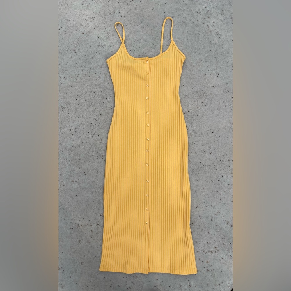 ZARA | button front yellow midi dress size small